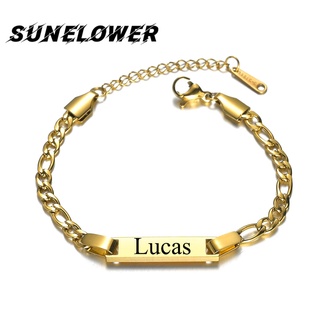 Pulseira De Nome Para Bebês Gravada Da Moda Dourada Personalizada Aço Inoxidável Segurança Crianças Criativas Ornamentos De Natal Presentes