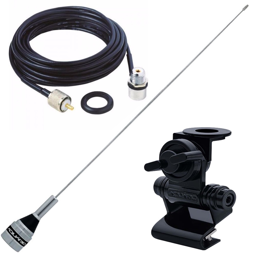 Antena Móvel 1/4 Vhf 50cm M-300c Suporte Porta Malas Capô Cabo Coaxial 3,5 Metros