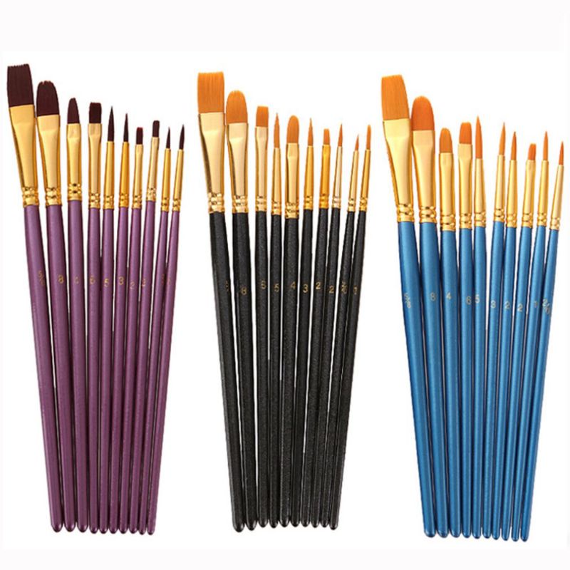 kit Pincéis artísticos para aquarela, guache e óleo 13 unidades