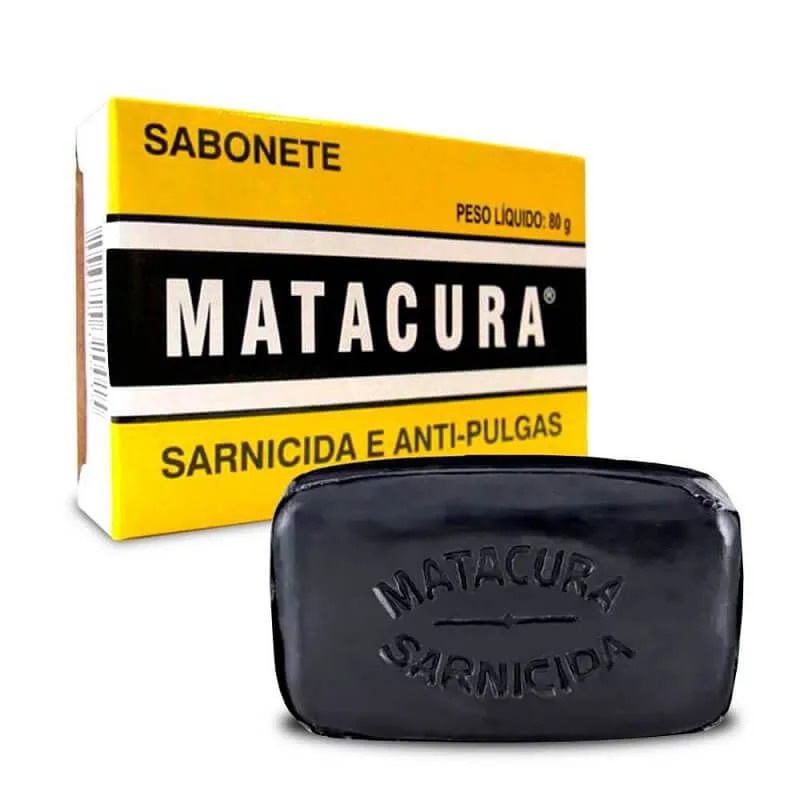 Sabonete Matacura Sarnicida e Antipulgas 80g Tratamento de Sarnas Coceiras e Pulgas em Cachorros