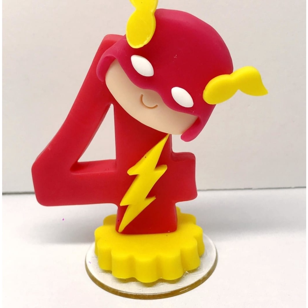 Vela De Aniversário Personalizada Em Biscuit Topo De Bolo Tema FLASH em Oferta na Shopee