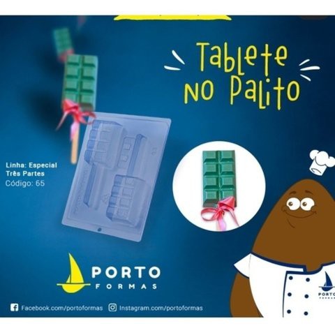 1~5 Forma Porto Com Silicone (3 partes) Para Chocolate TABLETE NO PALITO – CÓD P65 em Oferta na Shopee