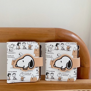 Bolsa De Moedas/Carteira Curta De pu Com Zíper Desenho Fofo Do Snoopy