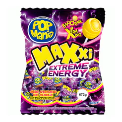 Pirulito Pop Mania Maxxi Extreme Energy Recheio Chiclete 672g - Riclan