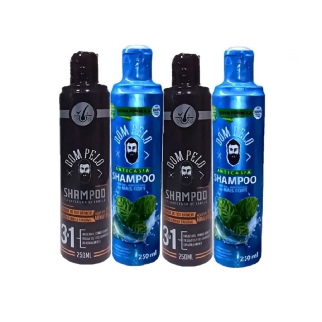 Kit com 2x Shampoo Escurecedor 250 ml e 2x Shampoo Anticaspa 250ml ...