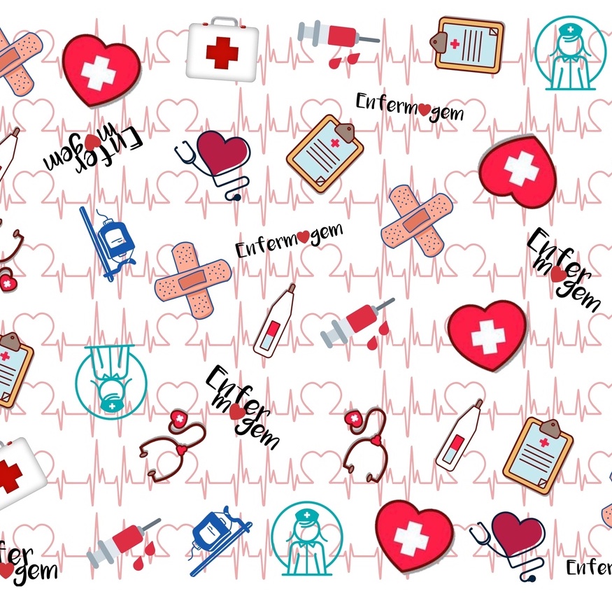 Tecido tricoline, microfibra ou gabardine - Enfermagem com batimento cardíaco - 0.50cm em Oferta na Shopee