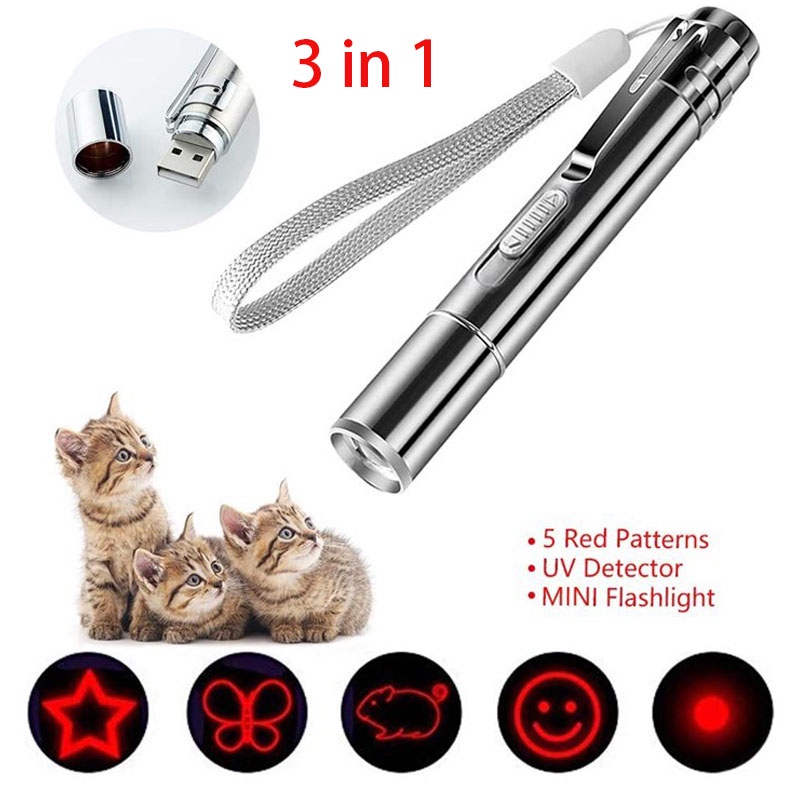 Brinquedo Do Gato 3 Em 1 USB Recarregável Engraçado Brinquedos Chaser Mini Lanterna Laser Caneta LED Luz Ponteiros Dropshipping