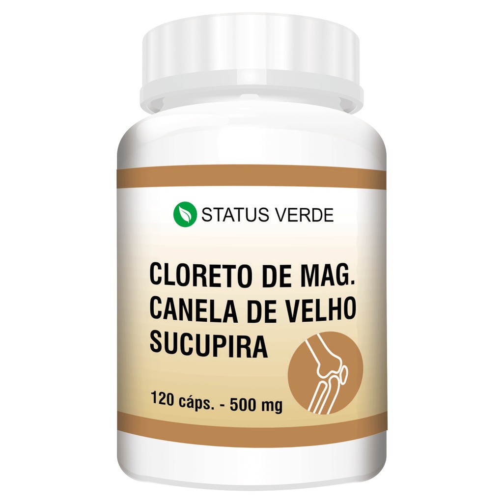 Cloreto de Magnésio + Sucupira + Canela de Velho 500mg 120 cápsulas - Status Verde