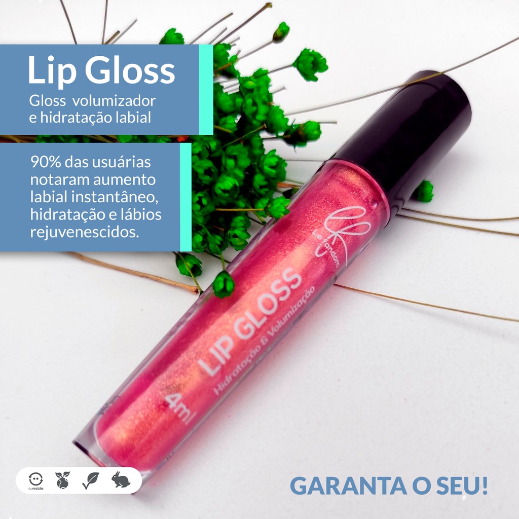 Gloss que aumenta a boca vegano/ Gloss com ácido hialurônico/ Lip Gloss aumenta a boca/ Lip Balm