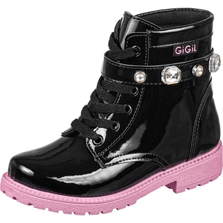 Bota Montaria GiGiL Teen Infantil Coturno Sola Colorida Rosa Menina Cano Curto Tira Strass Confortável Moda Atual