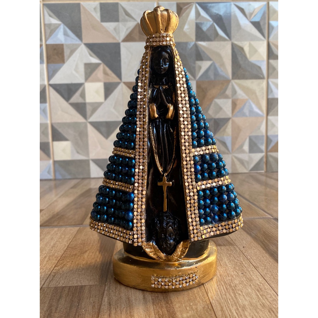 Imagem de Nossa Senhora Aparecida Bordada com Pérola 25cm