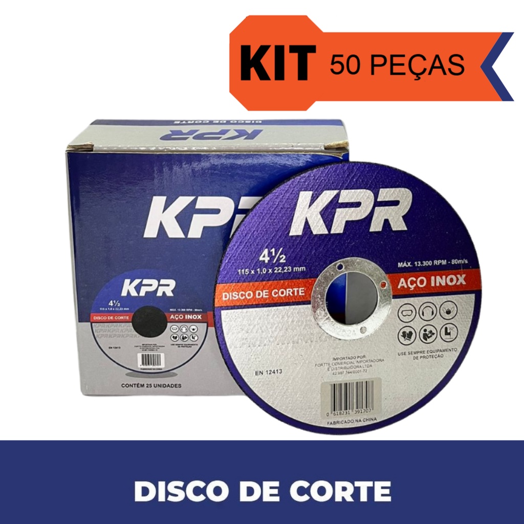 KIT 50 Discos Corte Fino Inox 4.1/2x1,0 Esmerilhadeira em Oferta na Shopee
