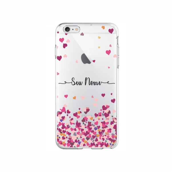 Capa de Celular Capinha Iphone 6 / Iphone 6s Personalizada  - Corações Rosa Com Nome