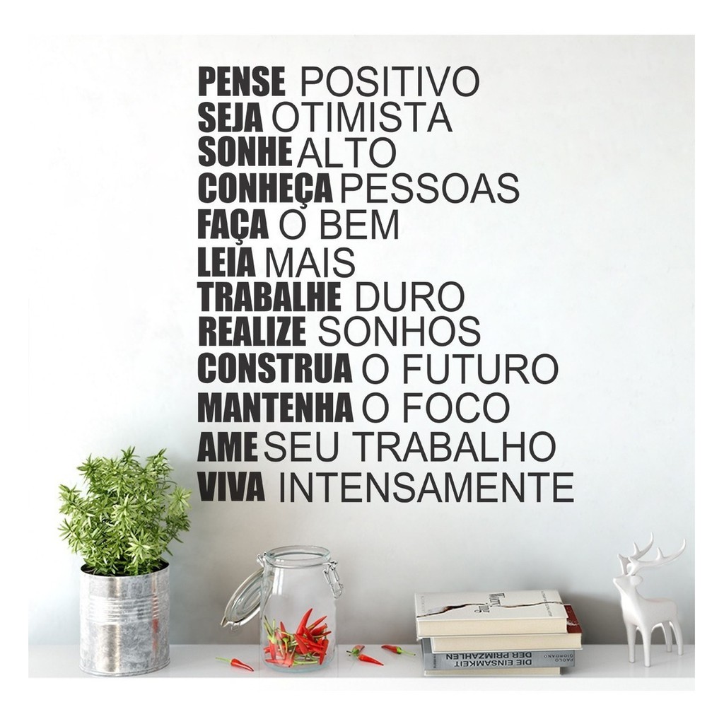 Adesivo Decorativo Parede Pense Positivo Viva Intensamente - Home & Living
