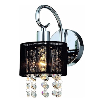 Arandela Cristal Sirius 1 Lampada Cupula Preta Fios Seda
