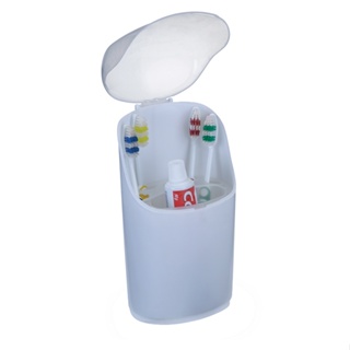 Porta Escovas De Dente Pasta Com Tampa Viagem Banheiro Lavabo Plastico Branco Arthi em Oferta na Shopee