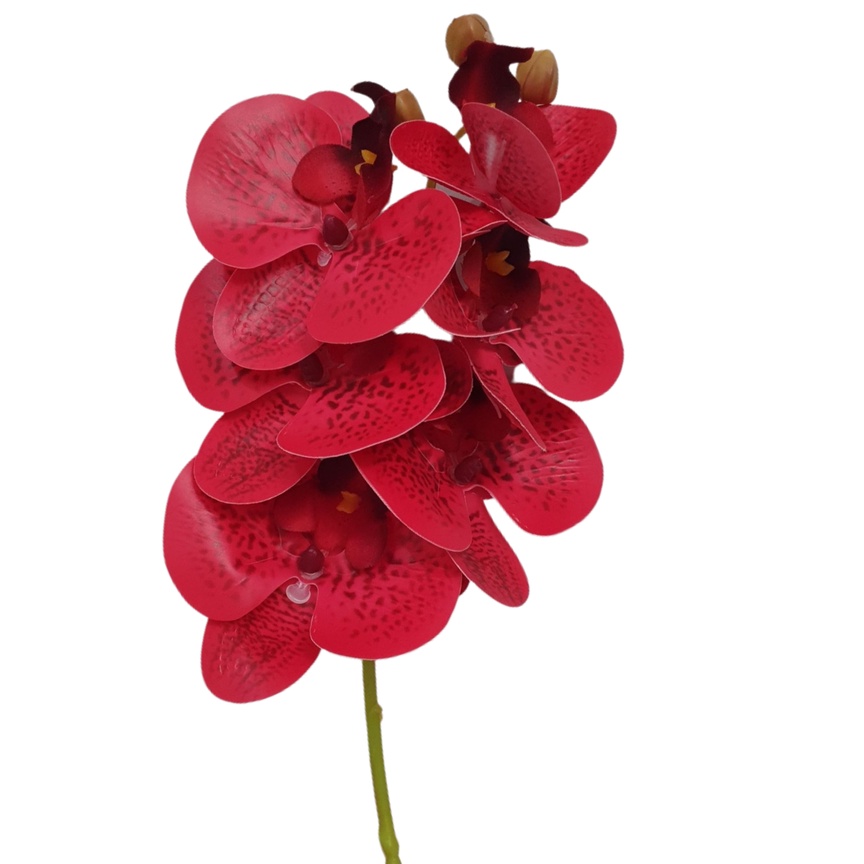 Flor Orquídea Artificial Galho Silicone vermelha toque real com 6 flores  70cm Decoração para Arranjo Festa Galho Permanente | Shopee Brasil