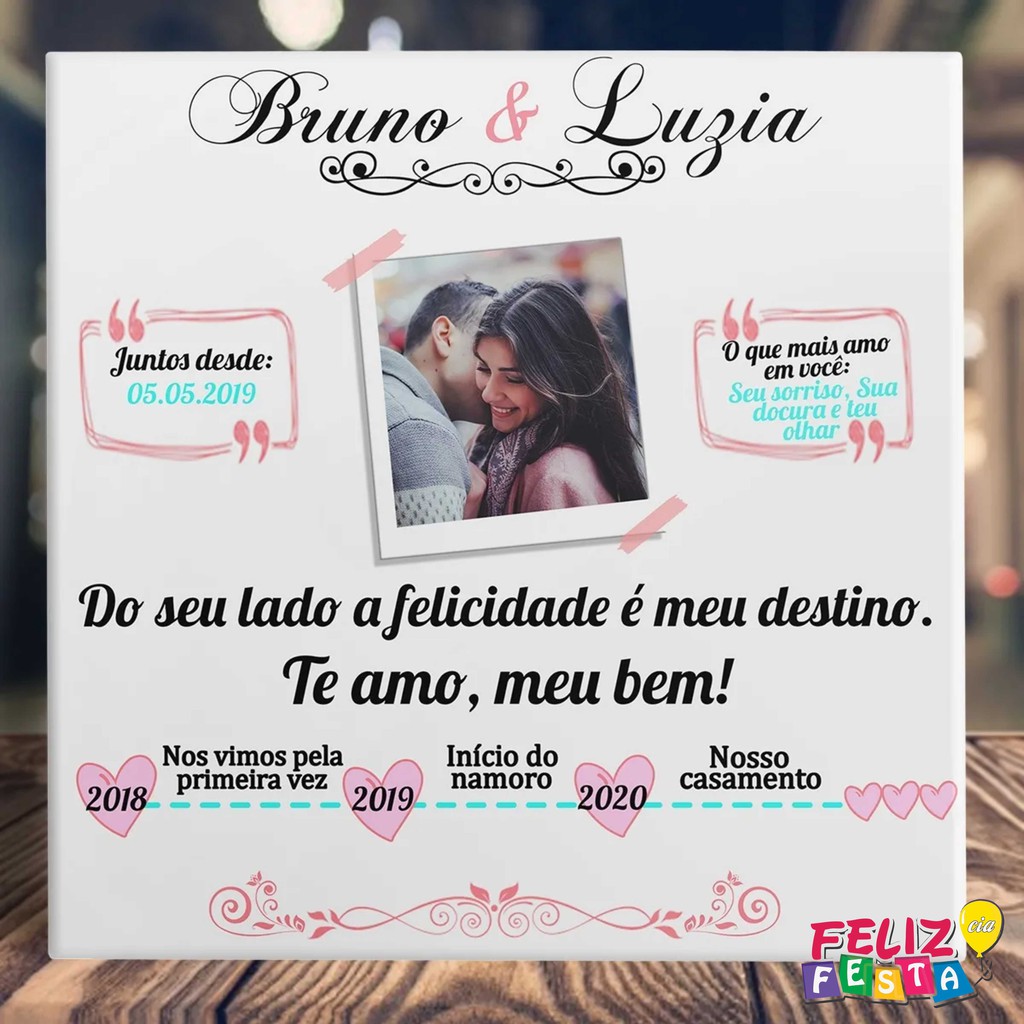 Azulejo 20x20 Personalizado Foto Presente Dia Dos Namorados Especial Barato Moderno Super Diferente