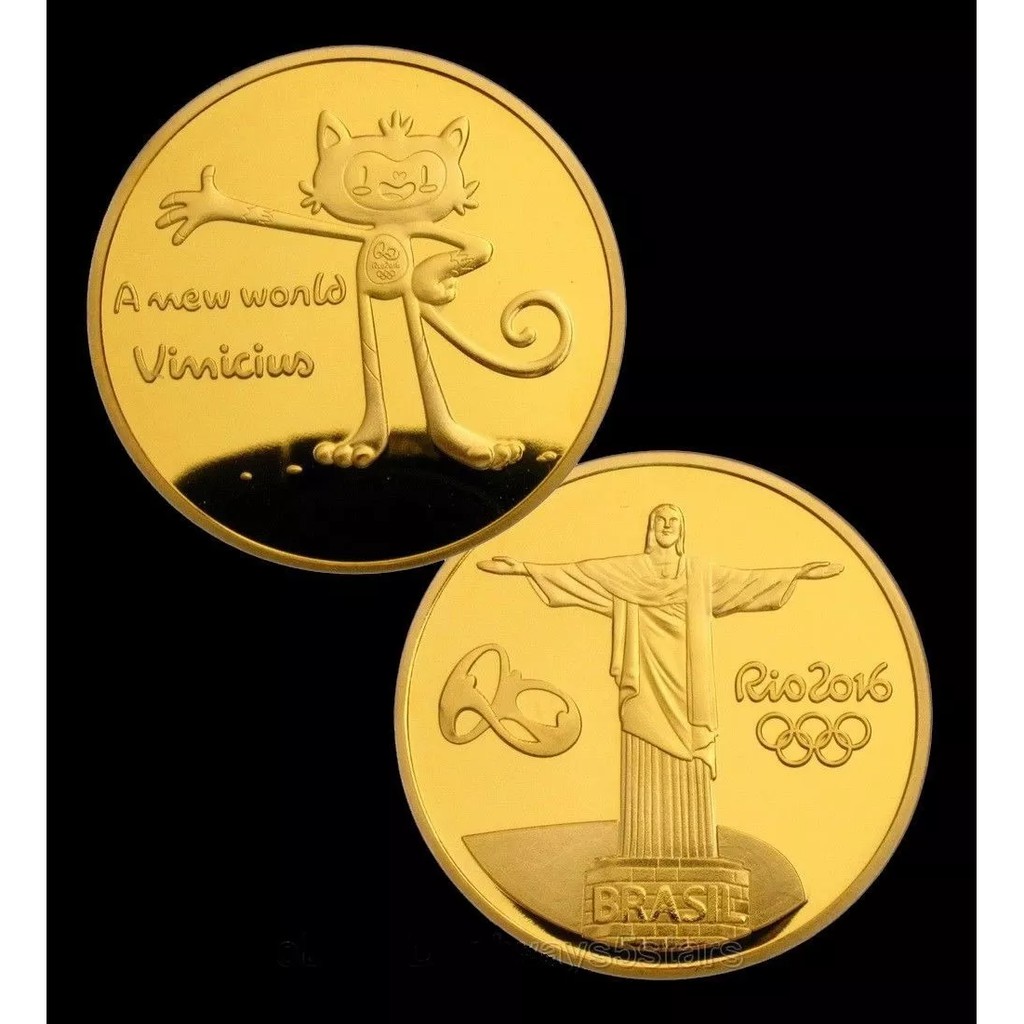 Moeda Medalha Mascote Vinicius Olimpiadas Rio 2016