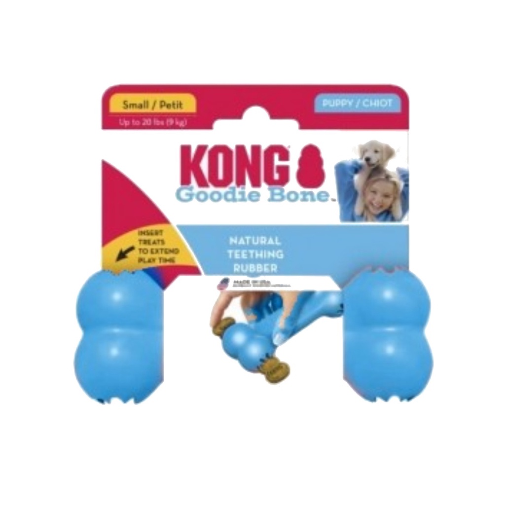 Brinquedo Recheavel Kong Goodie Bone Puppy Azul Pequeno