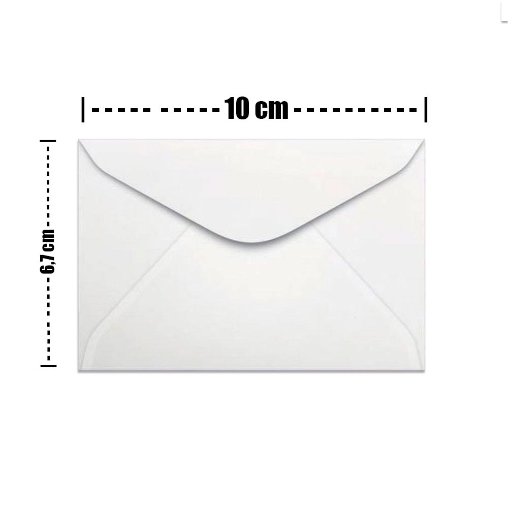 Mini Envelope Pequeno Branco 10x6,7Cm 100 Unidades para Convite, Cartão de Visita e outros