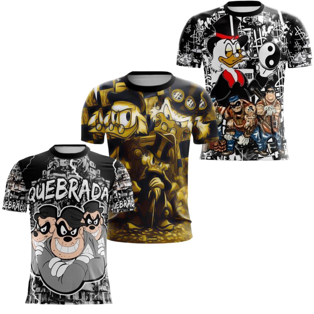 Kit 3 Camisa de Quebrada Favela Tio Patinhas irmãos Metralha Camiseta ...