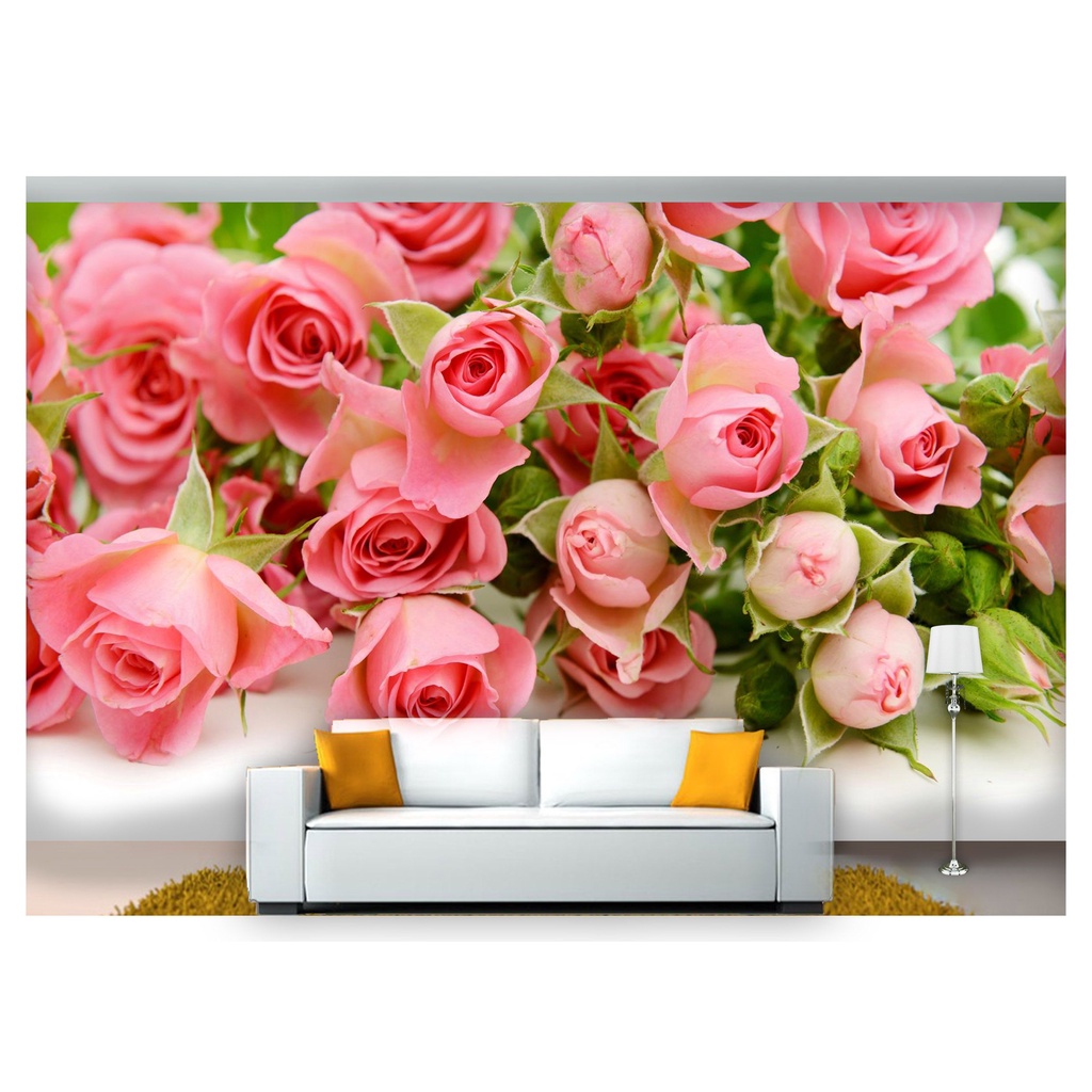 papel de parede Flores Rosas Romantico 3D m² NFL214