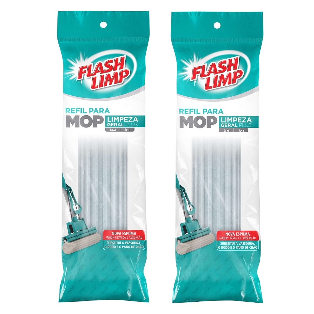 Kit com 2 Refil Mop Limpeza Geral Plus PVA RMOP7671 Flash Limp em Oferta na Shopee