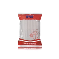Palito para Pirulito Pequeno Cristal ou cores - 100 Unidades N°9 - BWB (CHOCO)