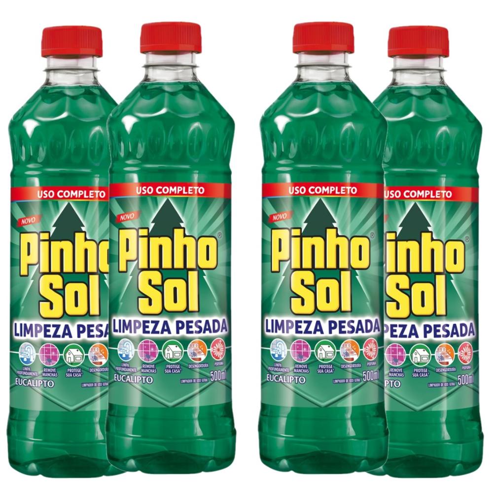 Kit com 4 Limpador Diluível Pinho Sol Limpeza Pesada Eucalipto 500ml Cada em Oferta na Shopee