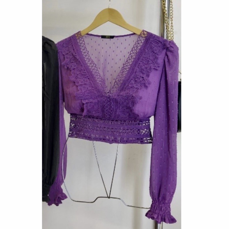 blusa cropped roxo tamanho m