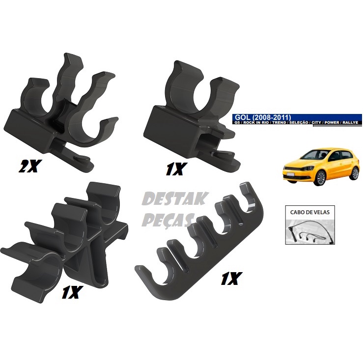 Kit Grampo de Fixação do Suporte Cabo de vela  Volkswagem  Gol  G5 • Crossfox  • Polo  Plast Car
