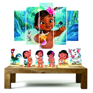 Moana Baby Decoração Com 6 Displays + Quadro Mosaico kit festa Kit Enfeites em Oferta na Shopee