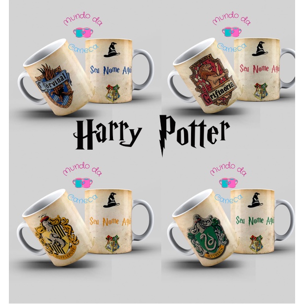Caneca Personalizada Harry Potter com SEU NOME de Porcelana Todas as Casas