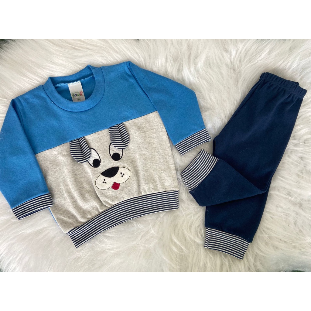 Conjunto para bebe / infantil Romila Cachorrinho Blusa e Calça
