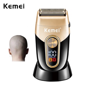 Kemei Recarregável Lâmina De Barbeiro Barbeador Modelador De Barbear Acabamento Da De 3 Malhas Super Fechado Com Suporte De Carga