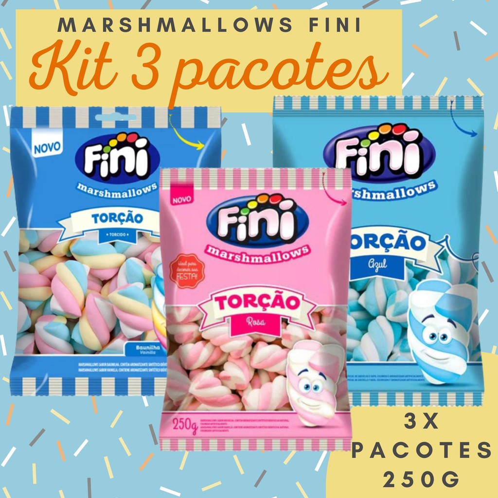 KIT com 3 Pacotes de Marshmallow Fini de 250g Shopee Brasil