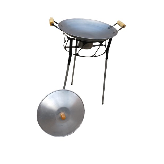 Tacho Disco De Arado 40Cm Com Tampa e Fogareiro A Álcool Com Tripés Removível + Brinde Surpresa