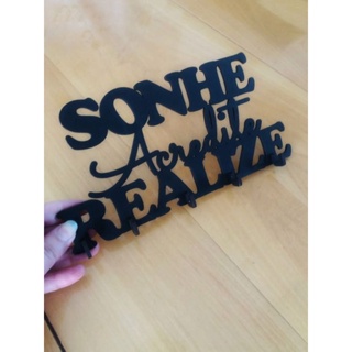 Porta Chaves  Sonhe Acredite Realize Preto - Quadro Decorativo Vazado parede mdf  - Porta enfeite - Chaves em Oferta na Shopee
