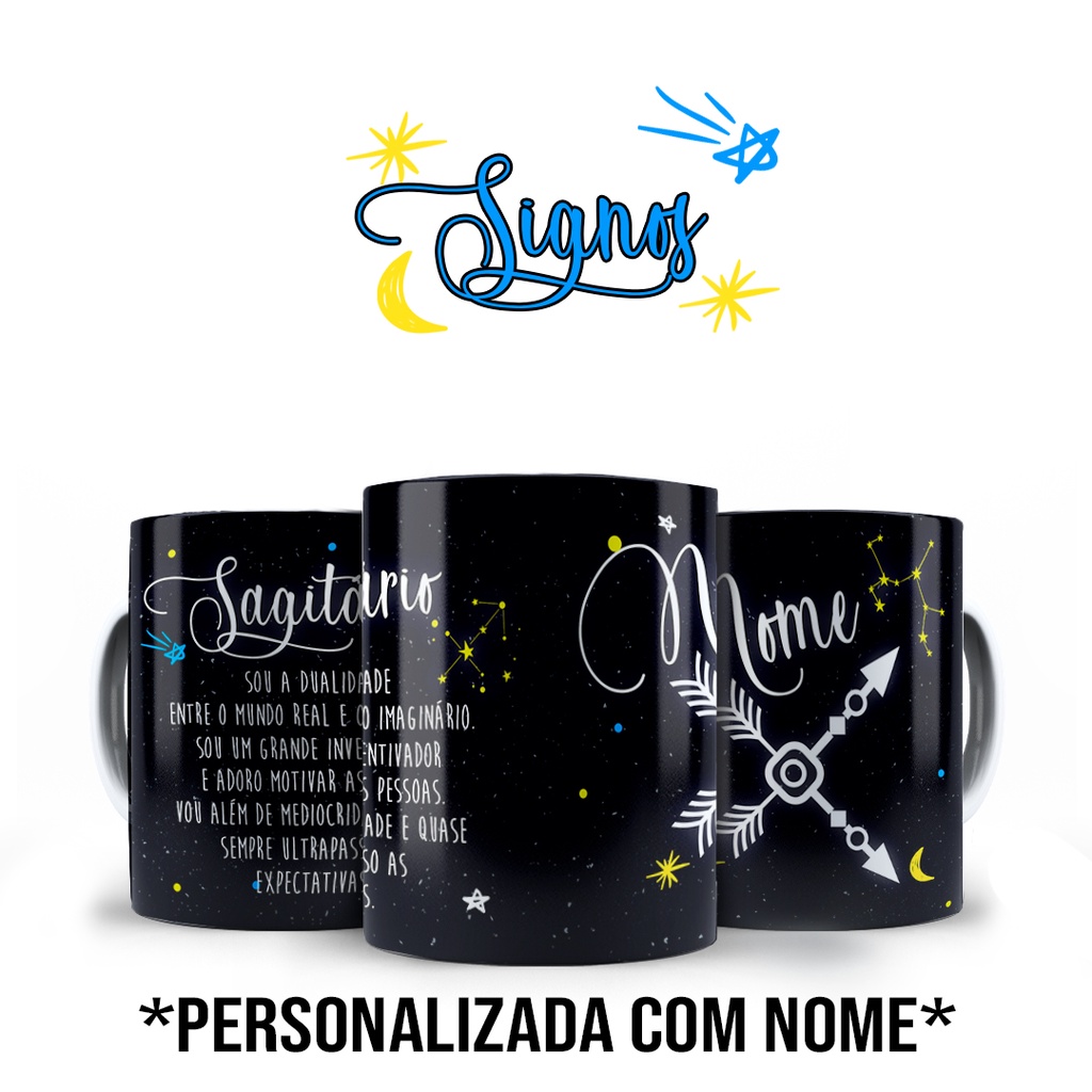 Imagem Caneca Signo Sagitário com Nome Personalizado