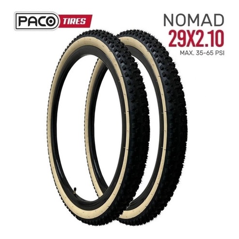 Par De Pneus Aro 29 Mtb Paco Nomad Faixa Bege 29x2.10 Bike