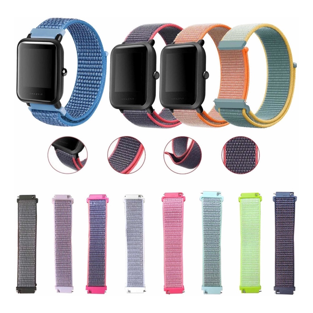 Pulseira Nylon Para Amazfit Bip Xiaomi P70 P80 Huami Galaxy Haylou 20mm