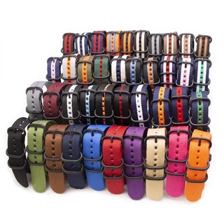 Moda Relógio Nato Banda Cinta De Nylon Preto 5 Anéis Fivela 18mm 20mm 22mm 24mm Listrado Simples Faixa De Acessórios De Reposição