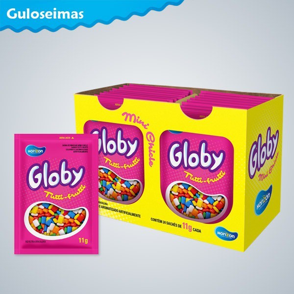Mini Chiclete Coloridos Globy 11gr C/24un Horizon