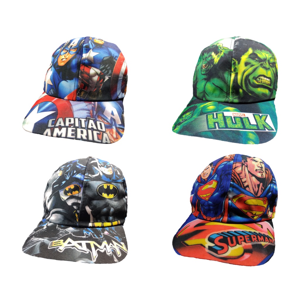 Boné Infantil Menino Personagem_homem Aranha-mickey-homem De Ferro-super Homem-patrulha Canina-batmam-hulk-capitão Améri