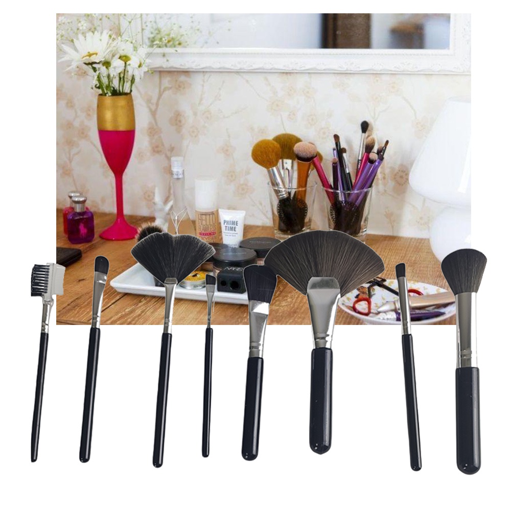Pincel Kit 8 Peças Maquiagem Make Up Corretivo Sombra Base Profissional
