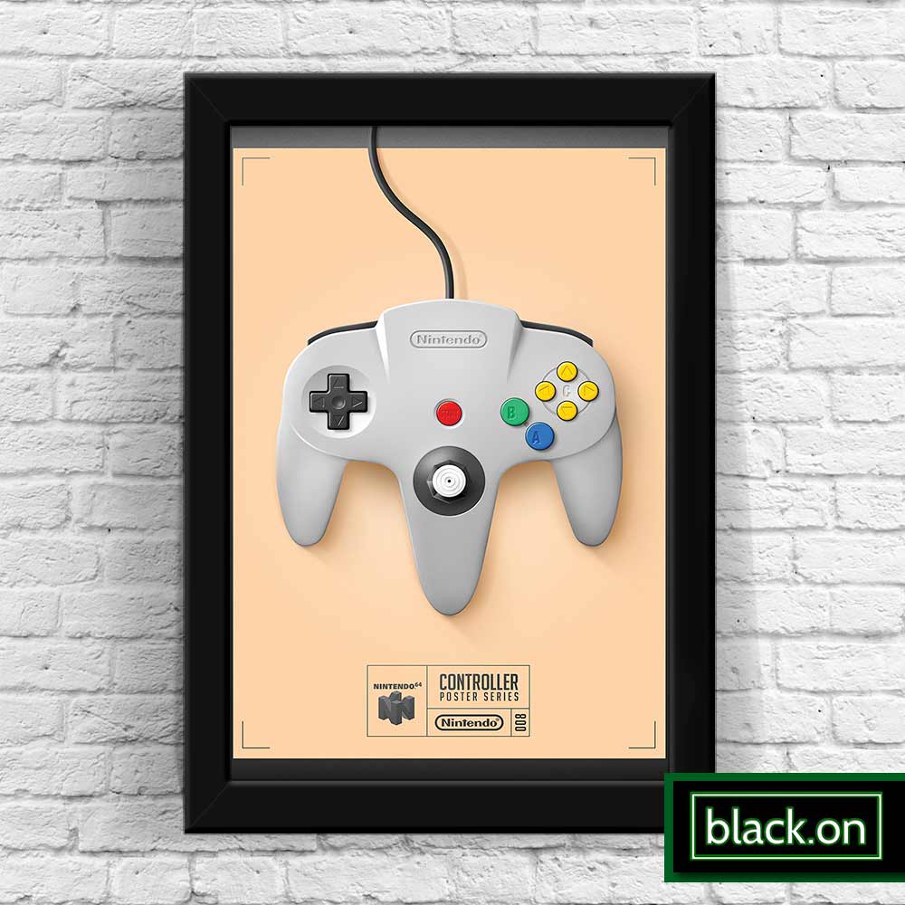Quadro Com Moldura Controle Joystick Super Nintendo 64 Mega Drive Master System Playstation Atari A4 32x23cm #005