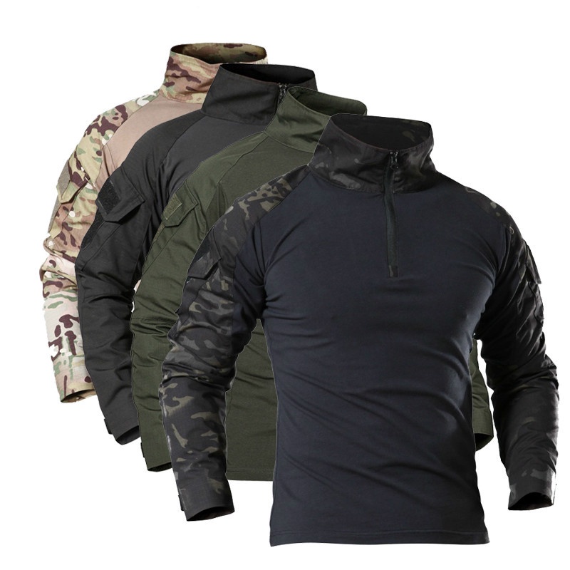 Camiseta Masculina Manga Comprida Camuflagem Para Caminhada Trabalho Camo