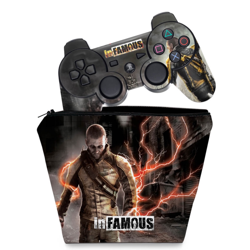 Capa Case e Skin Adesivo PS3 Controle - Infamous 2
