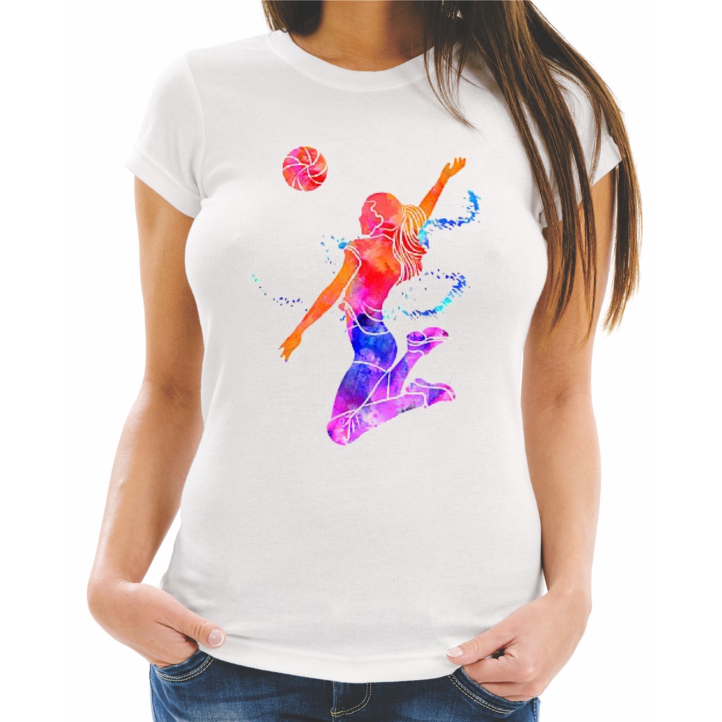 Camiseta  Baby Look Estampa Multicor Esporte Volei 30